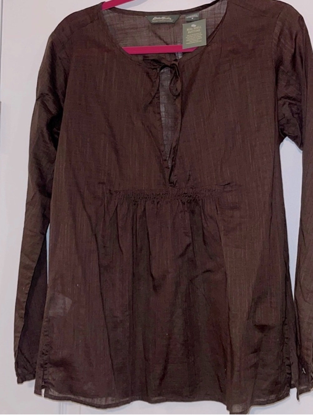 Brown cotton light weight Long Sleeve Blouse